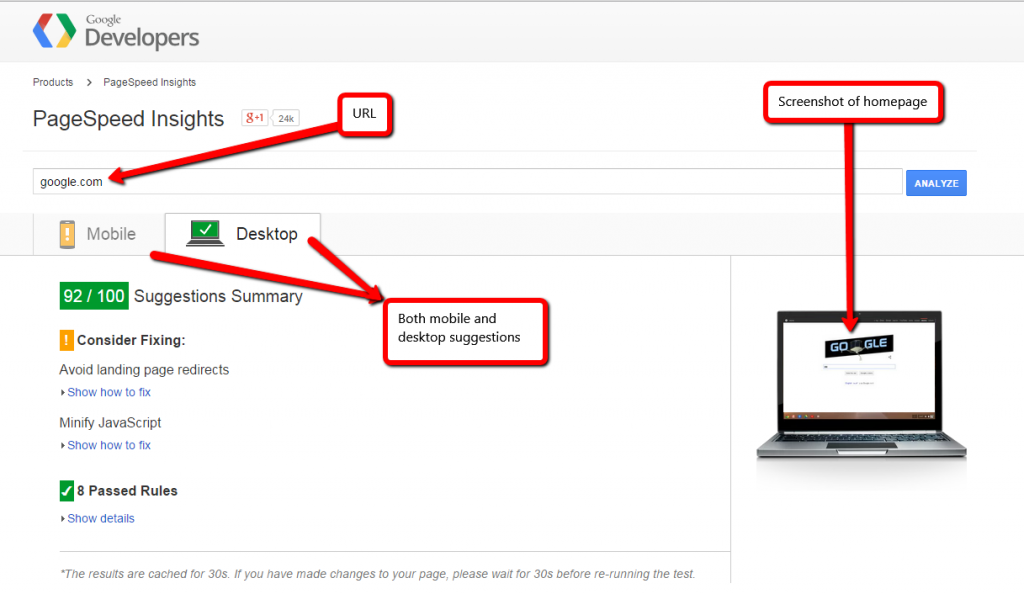 Google Developer Test website