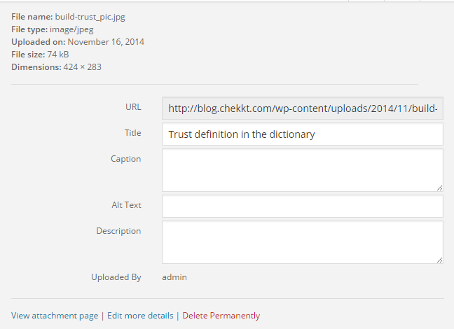 Image options on WordPress