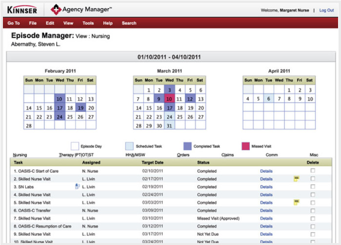 Kinnser Agency Manager Episode Screen