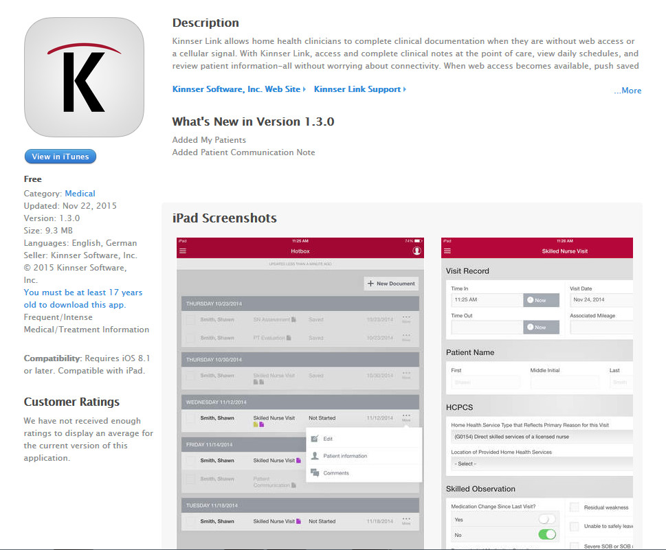 Kinnser Link iOS App