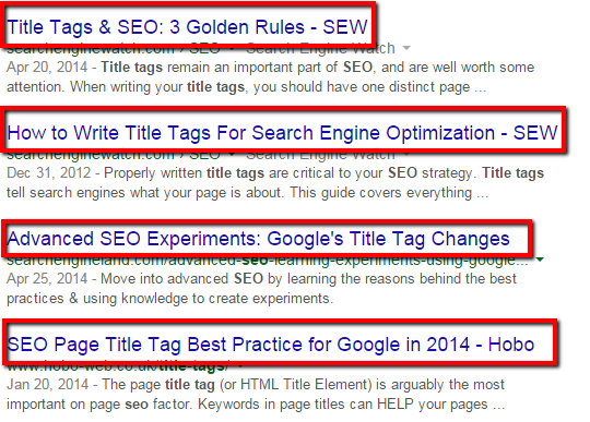 Good examples of SEO Title Tags