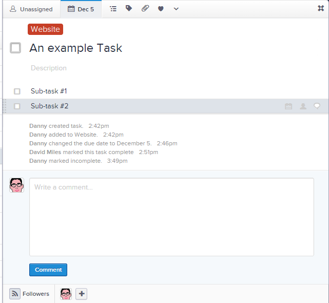 Asana's subtasks