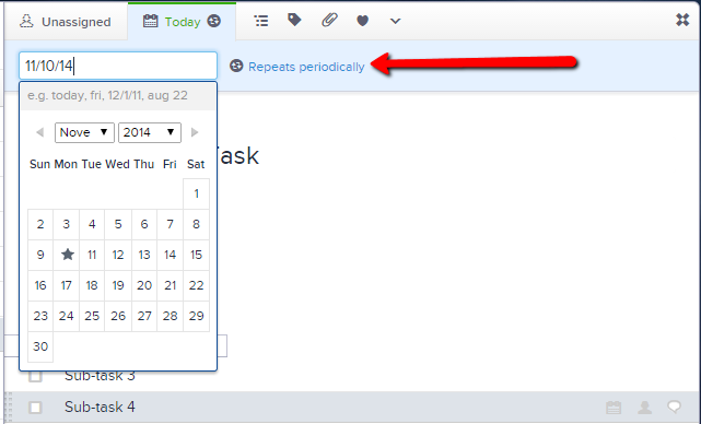 Asana's repeating task feature