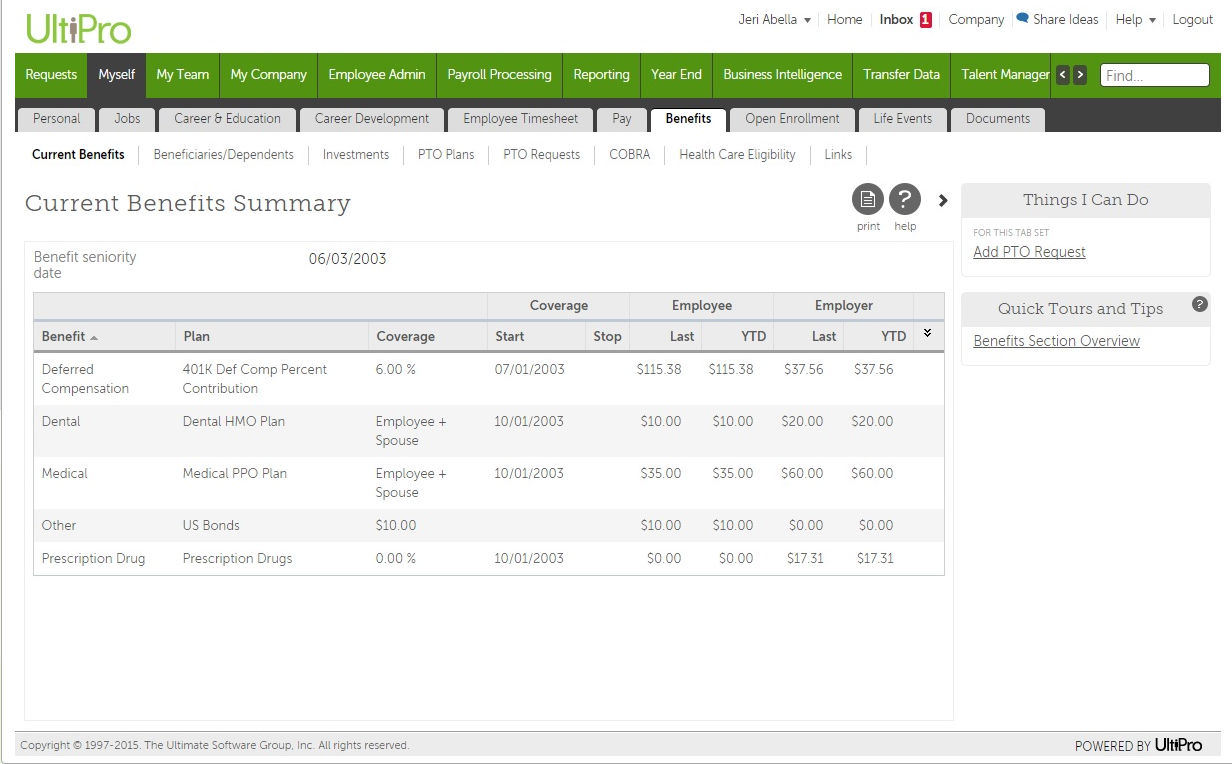 UltiPro Benefits Administration