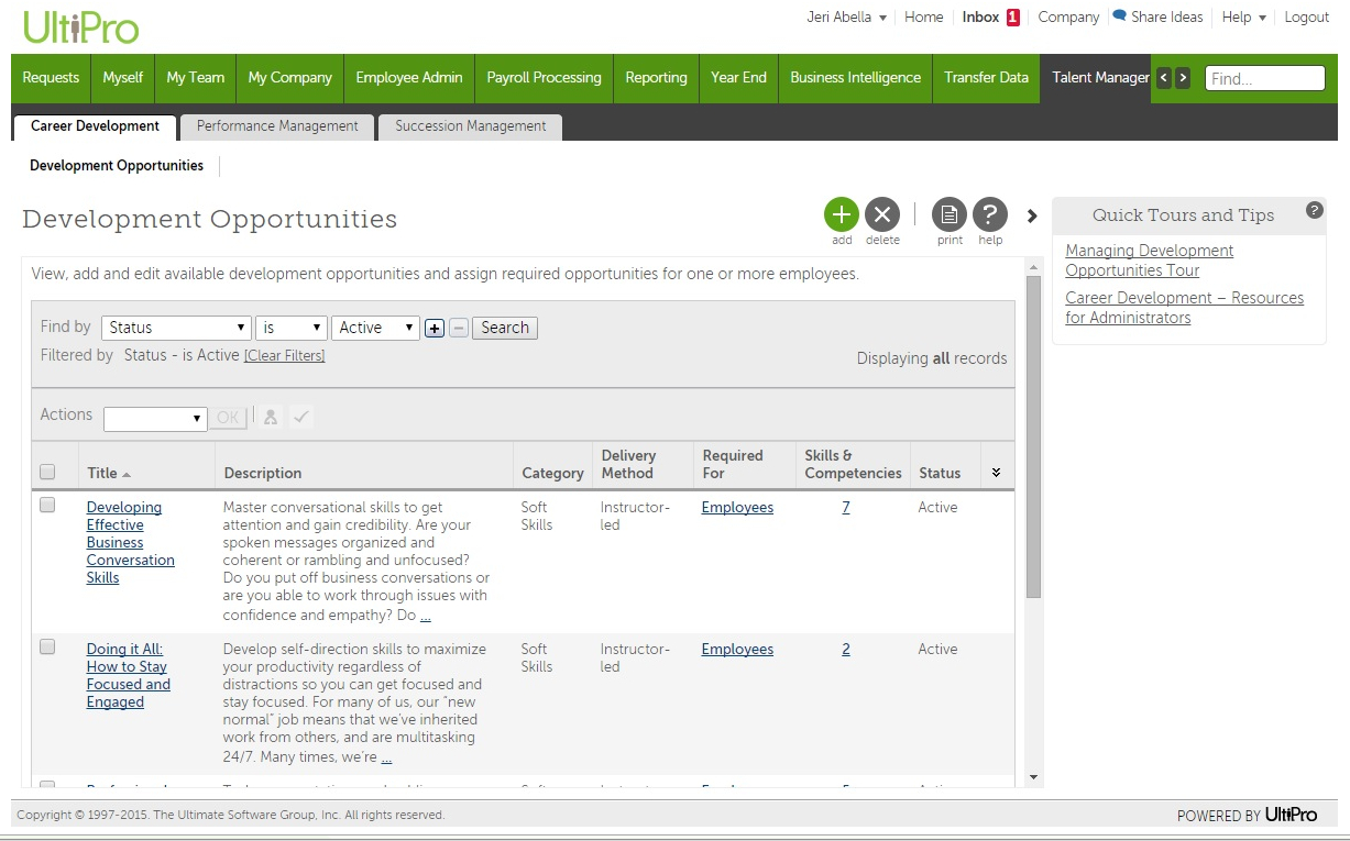 UltiPro Career Development