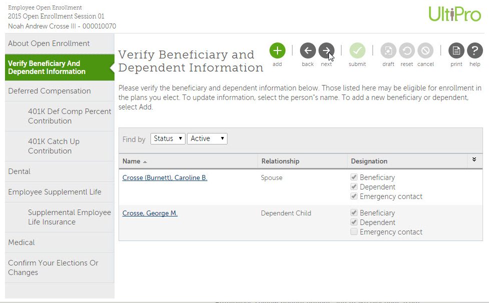 UltiPro OPen Enrollment