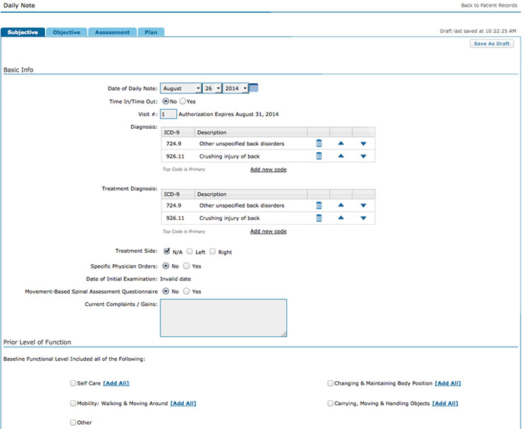 WebPT Documentation SOAP Note